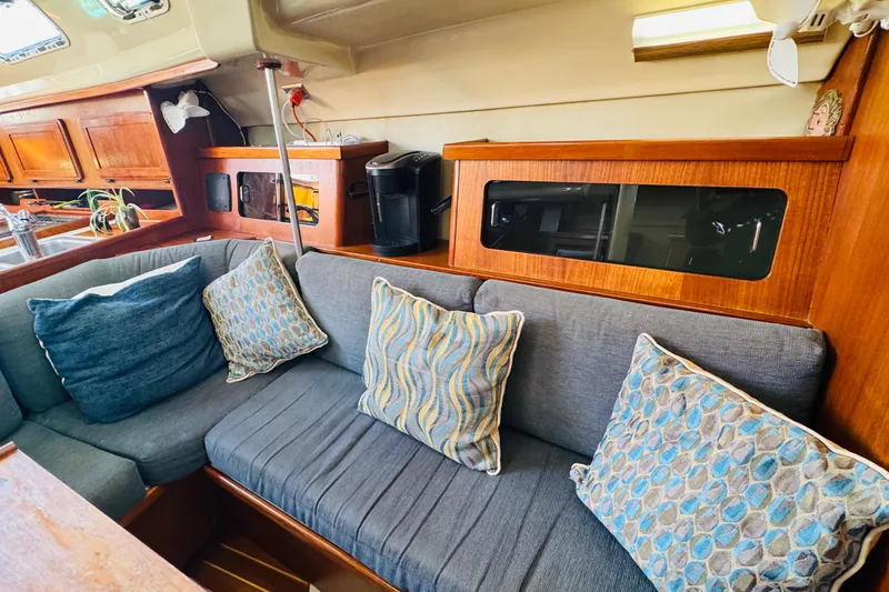 Slide: The Image of Navigation station and cabin interior of 1989 Hunter Legend 37 sailboat. - 41