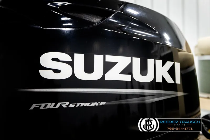 Slide: The Image of Suzuki Four Stroke engine close-up, featuring Avalon VEN BF 2023 model. - 45