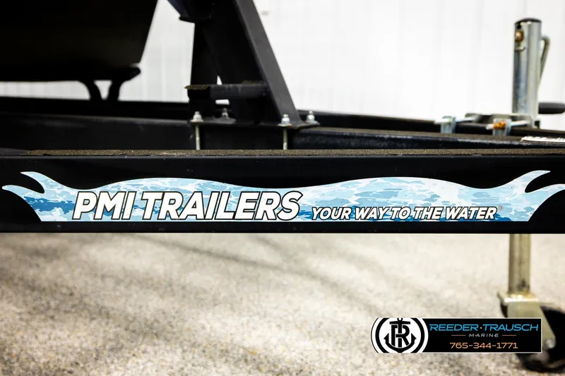 Slide: The Image of PMI Trailers branding on Avalon VEN BF 2023 model, promoting water adventures. - 48