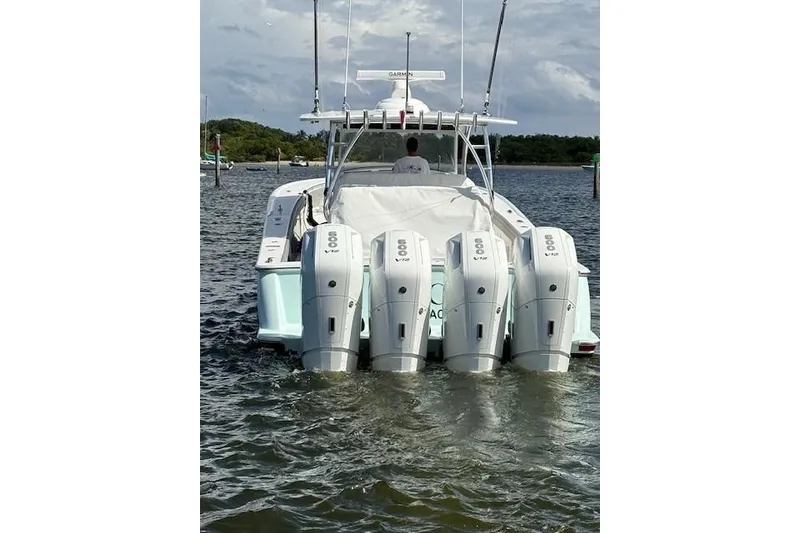 The Image of 2024 Valhalla Boatworks V-46 cruising on open water with fishing rods. - 4