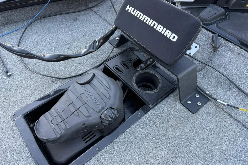 Slide: The Image of Foot pedal and Humminbird control on 2017 Tracker Pro Team 175 boat. - 22