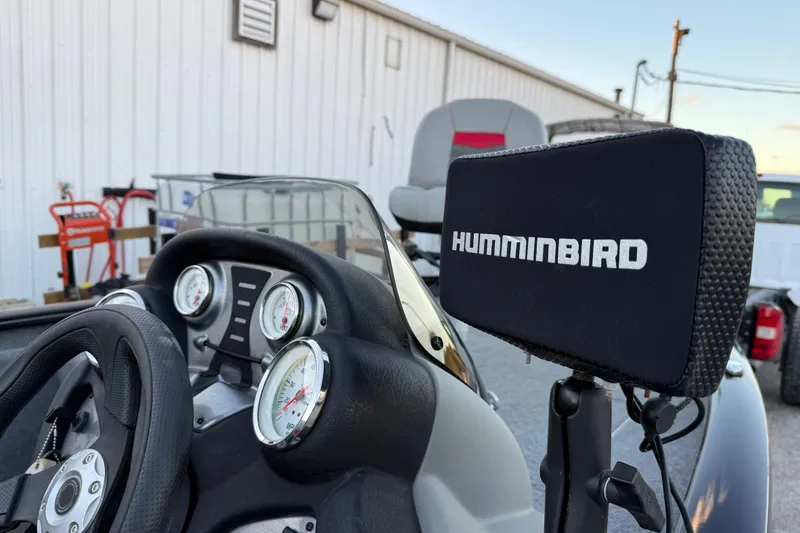 Slide: The Image of 2017 Tracker Pro Team 175 boat dashboard with Humminbird fish finder. - 44