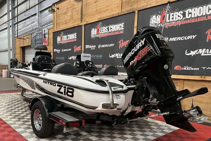 Slide: The Image of 2016 Nitro Z18 boat with Mercury Pro XS engine on display at Anglers Choice showroom. - 4