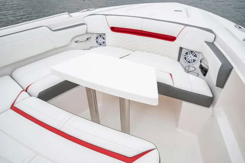 Slide: The Image of 2023 Tiara Yachts 34 LS with dual Mercury outboard engines at dock. - 5