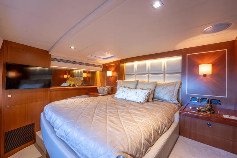 Slide: The Image of Luxurious bedroom interior of 2016 Horizon PC52 yacht with elegant lighting and modern decor. - 19