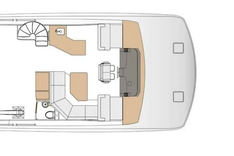 Slide: The Image of Deck layout of 2023 Horizon PC60 yacht, featuring seating and spiral staircase. - 23
