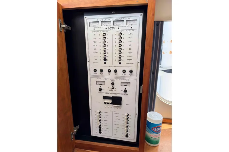 Slide: The Image of Bathroom interior of 1999 Silverton 392 Motor Yacht with sink and toilet. - 17