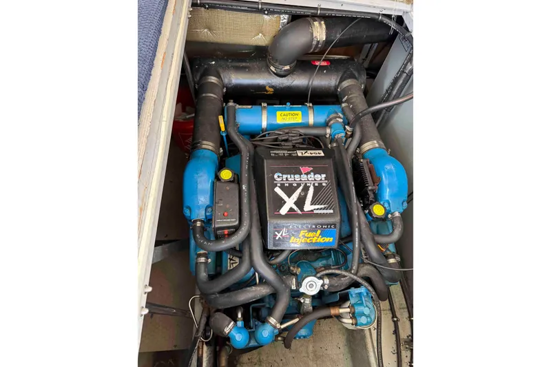 Slide: The Image of 1999 Silverton 392 Motor Yacht bathroom with sink and shower enclosure. - 18