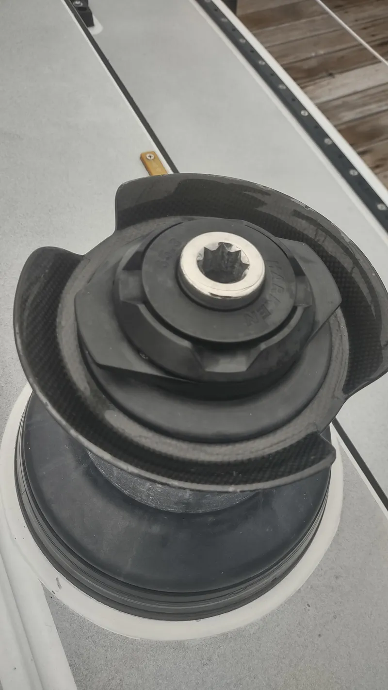 Slide: The Image of Close-up of a Santa Cruz SC 50 winch, 1980 model, on a boat deck. - 41