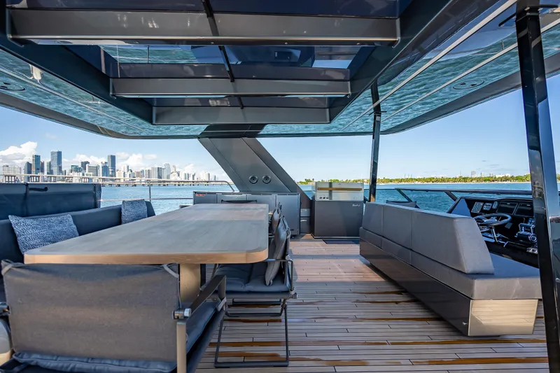 Slide: The Image of Luxurious Sunreef 60 Power yacht interior with modern seating and ocean view, 2026 model. - 27