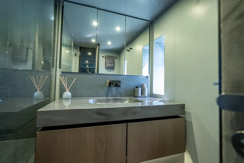 Slide: The Image of Modern bathroom interior on 2026 Sunreef 60 Power yacht, featuring sleek design and elegant fixtures. - 64