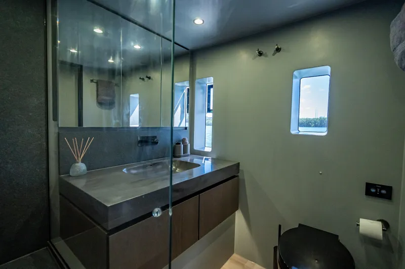 Slide: The Image of Luxurious bathroom interior of 2026 Sunreef 60 Power yacht with modern fixtures. - 65
