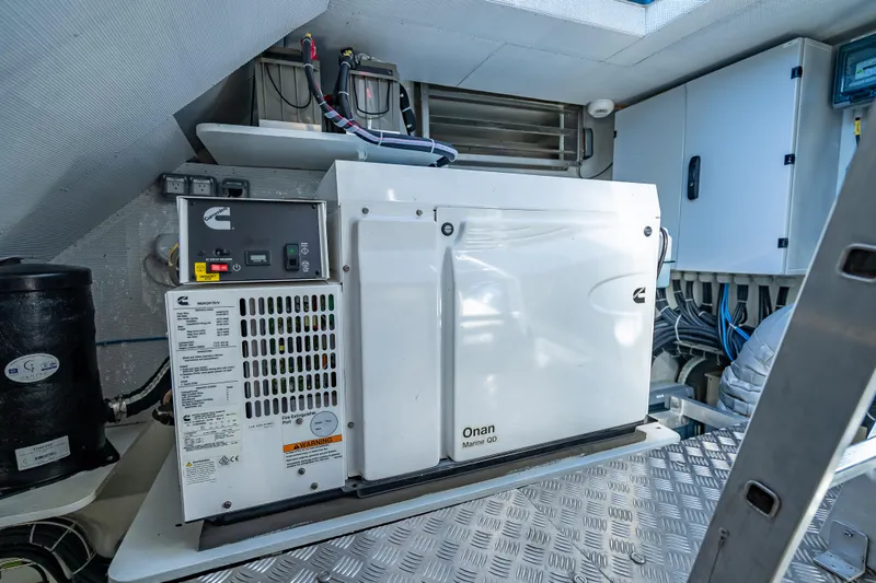 Slide: The Image of Engine room of 2026 Sunreef 60 Power yacht with Cummins Onan generator. - 87
