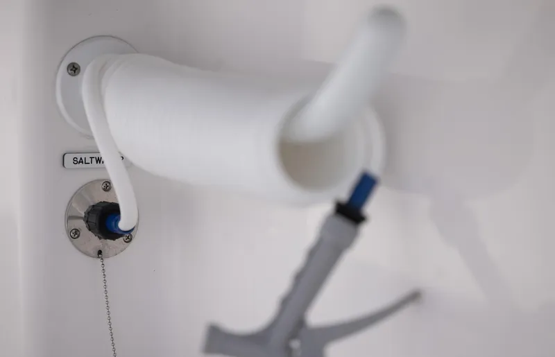 Slide: The Image of Saltwater hose connection on 2025 Invincible 35 Catamaran. - 43