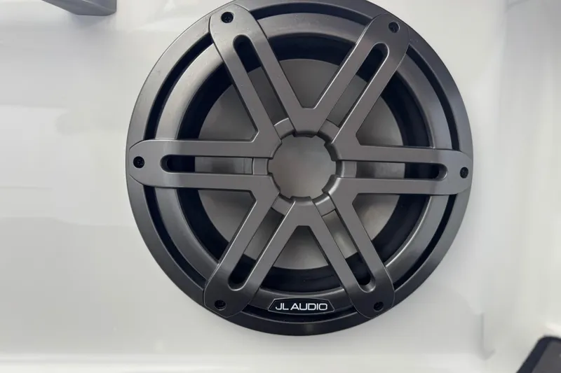 Slide: The Image of Close-up of JL Audio speaker in 2022 Scarab 285 ID boat. - 55