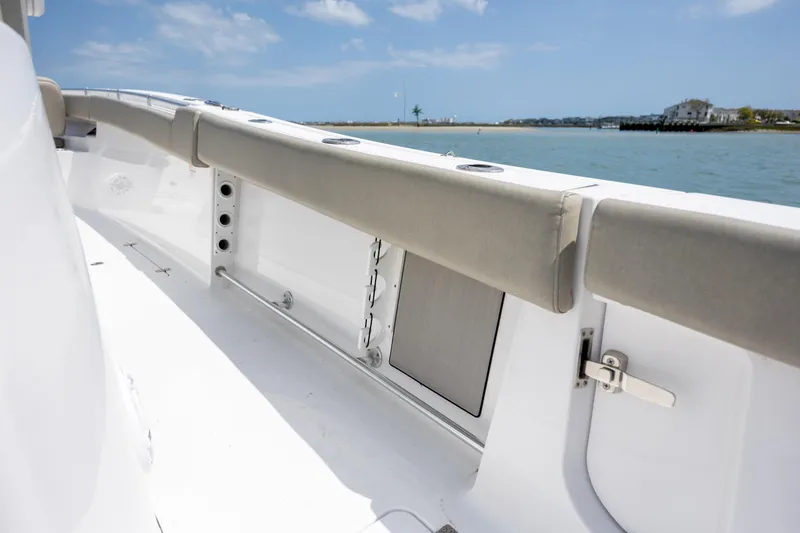 Slide: The Image of 2021 Sportsman Open 322 Center Console boat interior with ocean view. - 28