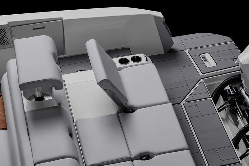 Slide: The Image of 2023 Aviara AV32 OB luxury boat with spacious seating and sleek design on a sunny day. - 14