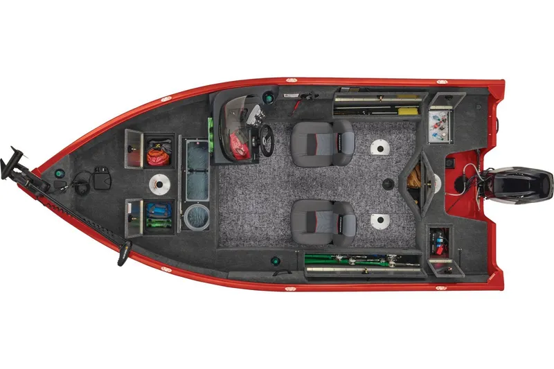 Slide: The Image of 2026 Tracker Pro Guide V-16 SC boat interior with Mercury 90 engine, featuring four seats. - 7