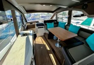 Slide: The Image of Interior of 2021 Galeon 425 HTS yacht with modern design. - 4
