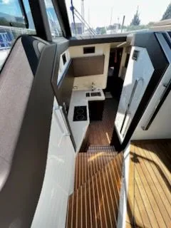Slide: The Image of Interior of Galeon 425 HTS yacht, modern kitchen, 2021 model. - 8