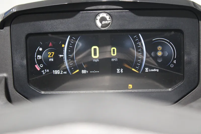 Slide: The Image of 2023 Sea-Doo Wake Pro 230 dashboard display showing speed, RPM, and fuel indicators. - 9