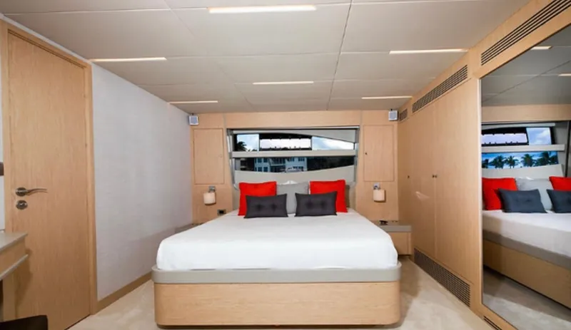 Slide: The Image of Luxurious bedroom interior of 2019 Numarine 78 yacht with modern design and elegant decor. - 19