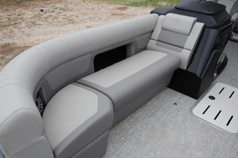 Slide: The Image of 2024 Premier 250 Solaris Rev boat interior with sleek, modern seating design. - 2
