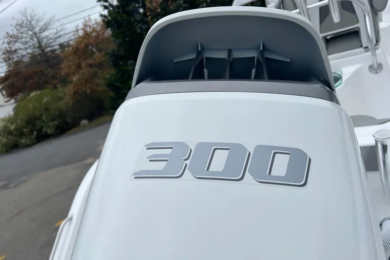 Slide: The Image of Cape Horn 22 OS 2026 boat engine with "300" horsepower label. - 19