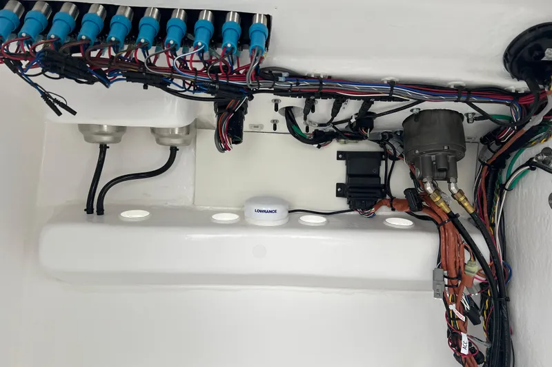 Slide: The Image of Electrical wiring and components inside a 2026 Cape Horn 22 OS boat. - 8