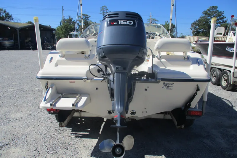 Slide: The Image of 2006 Key West 186 Dual Console boat with V6 150 engine, rear view. - 6