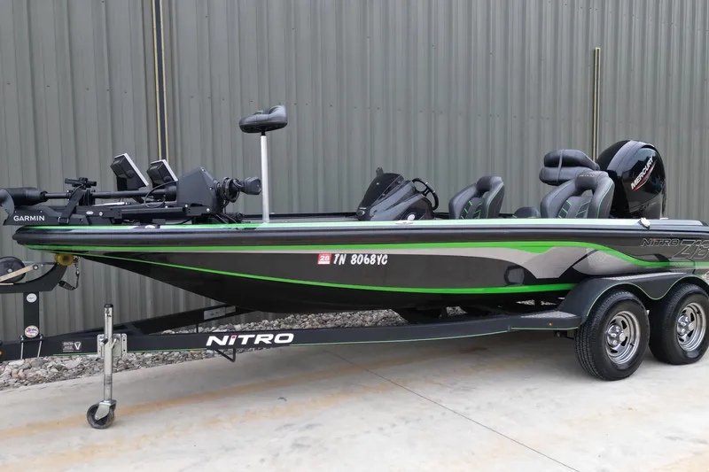 The Image of 2019 Nitro Z18 Pro fishing boat with trailer, featuring sleek design and modern equipment. - 1
