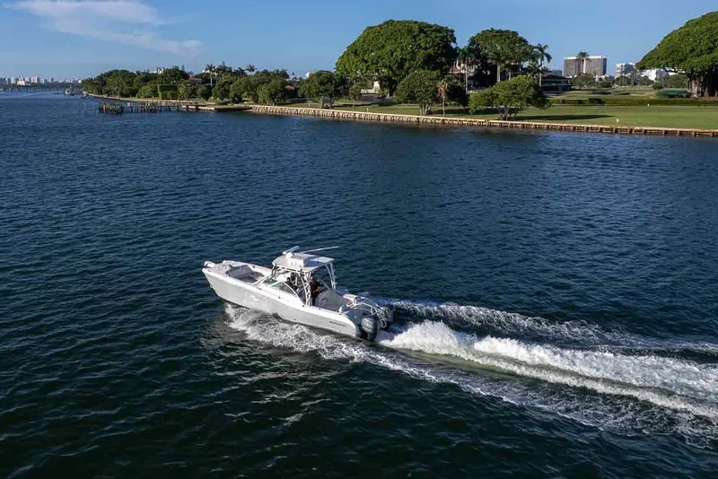 Slide: The Image of 2017 World Cat 295 DC cruising on a scenic waterway. - 38