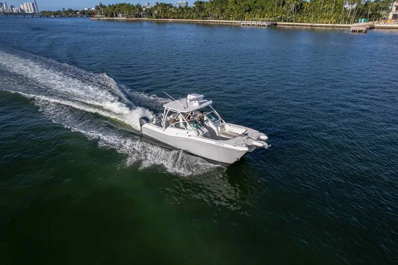 Slide: The Image of 2017 World Cat 295 DC cruising on a scenic waterway. - 46