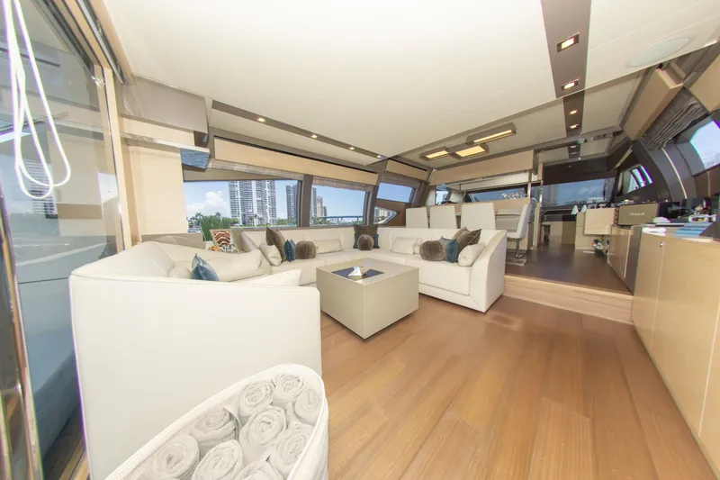 Slide: The Image of Luxurious interior of 2015 Ferretti Yachts 750 with elegant seating and modern design. - 37