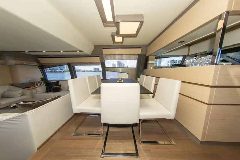 Slide: The Image of Luxurious interior of 2015 Ferretti Yachts 750 with elegant dining area and modern design. - 40