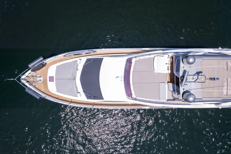 Slide: The Image of Aerial view of 2015 Ferretti Yachts 750 on calm water. - 5