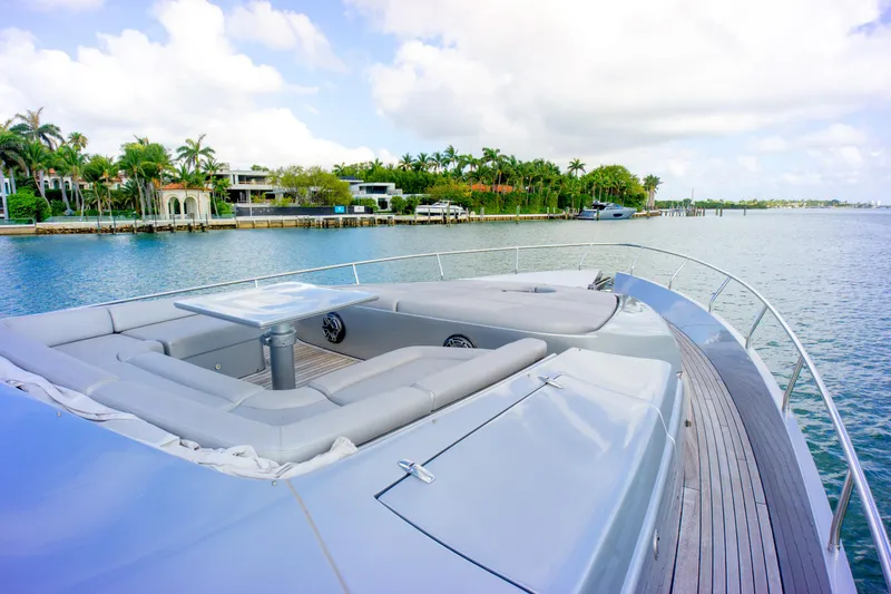 Slide: The Image of Luxurious 2013 Pershing 82 yacht with spacious deck and waterfront view. - 38