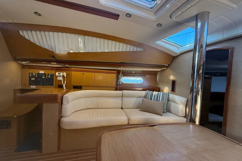 Slide: The Image of Luxurious interior of 2008 Jeanneau Sun Odyssey 42 DS yacht with elegant wood finish. - 19
