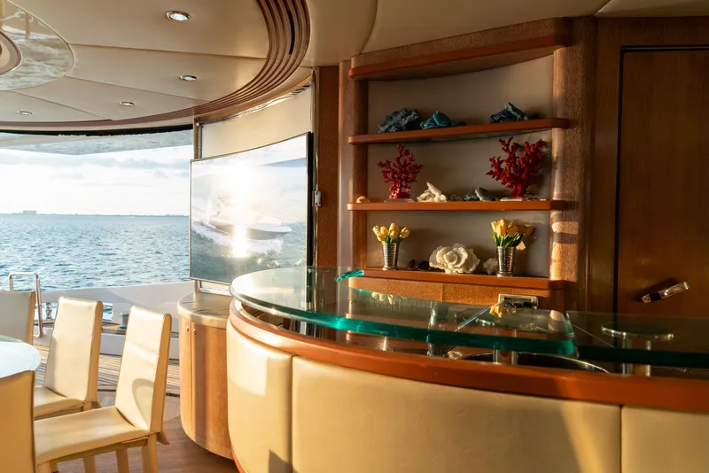 Slide: The Image of Luxurious interior of 2006 Azimut 98 Leonardo yacht with elegant bar and ocean view. - 25