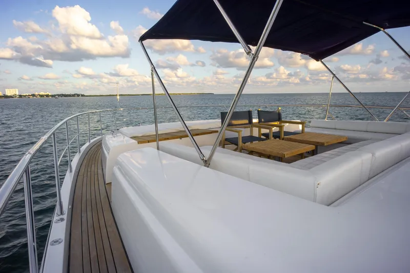 Slide: The Image of Luxurious 2006 Azimut 98 Leonardo yacht deck with seating and ocean view. - 33