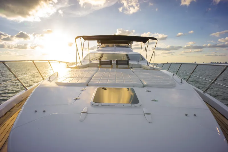 Slide: The Image of Azimut 98 Leonardo yacht deck at sunset, 2006 model, on open water. - 34