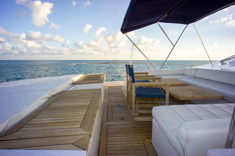 Slide: The Image of Luxurious deck of 2006 Azimut 98 Leonardo yacht with ocean view and seating area. - 39