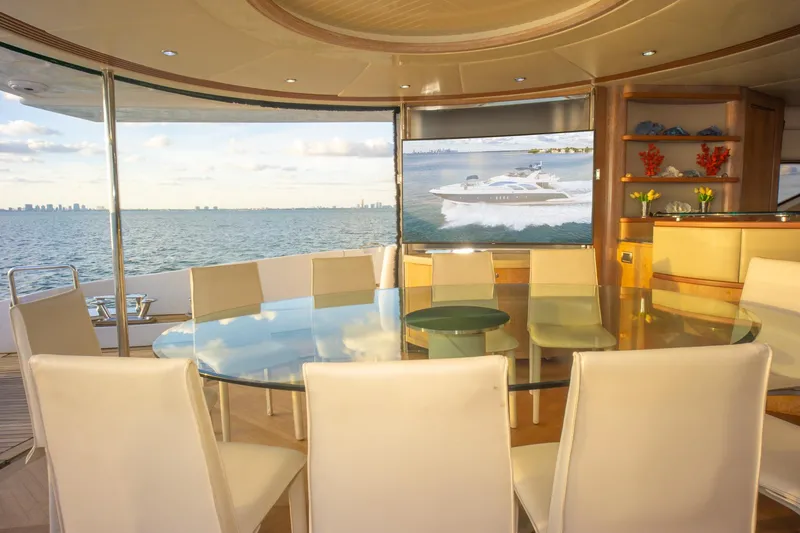 Slide: The Image of Luxurious interior of 2006 Azimut 98 Leonardo yacht with ocean view. - 43