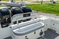 Slide: The Image of 2007 Fountain 38 Tournament Edition boat with triple outboard engines. - 10