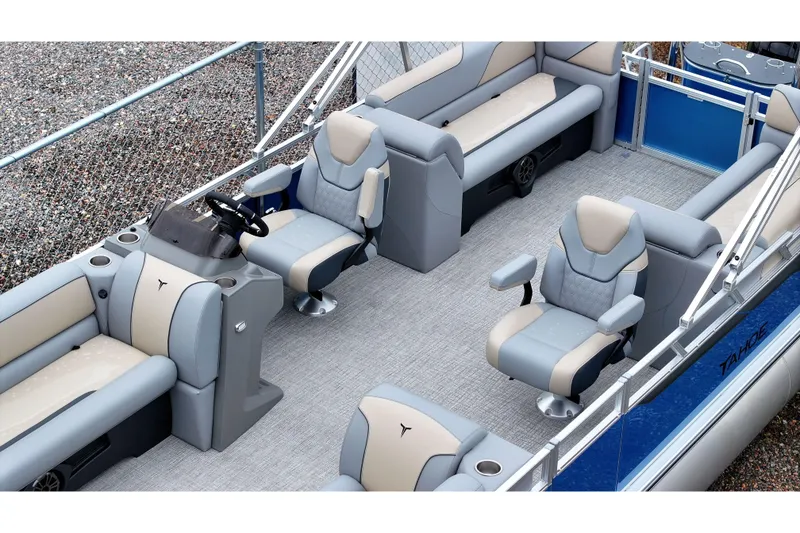 Slide: The Image of 2026 Tahoe Pontoon Sport 85 Quad Lounger with luxurious seating and modern design. - 6