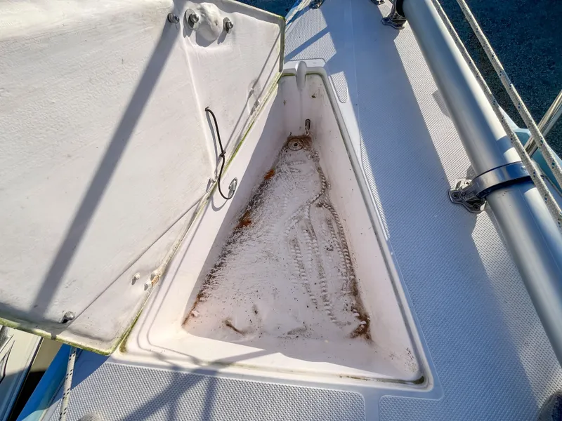 Slide: The Image of Open storage compartment on Catalina 275 Sport 2021 sailboat. - 19