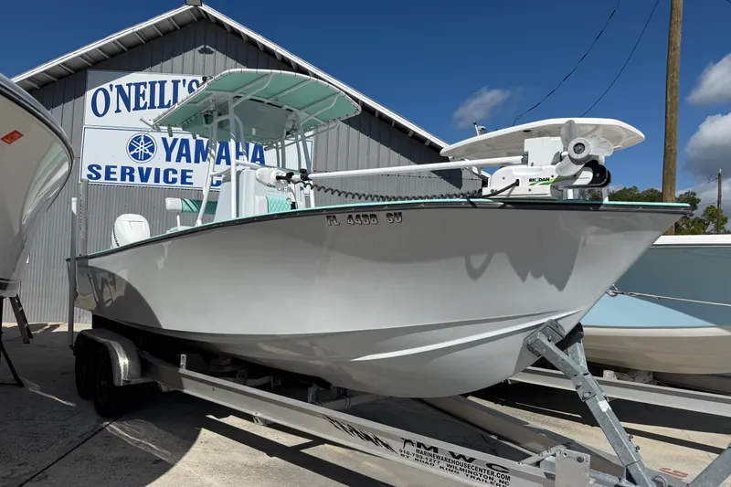 The Image of 2018 Latitude Tournament Boats Competitor 25 on trailer at Yamaha service center. - 1