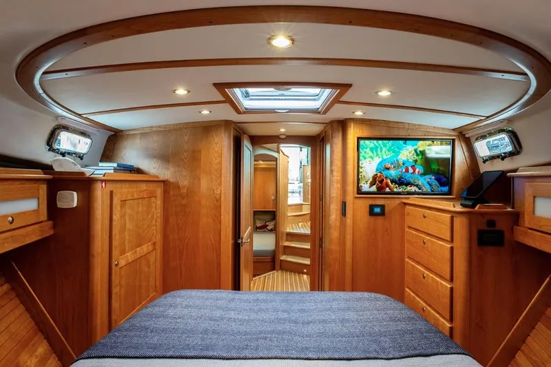 Slide: The Image of Luxurious interior of 2026 Sabre 45 Salon Express yacht with wood finish and modern amenities. - 6