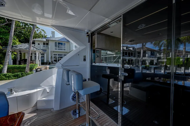 Slide: The Image of Luxurious 2020 Sunseeker Manhattan 52 yacht interior with modern seating and elegant design. - 15