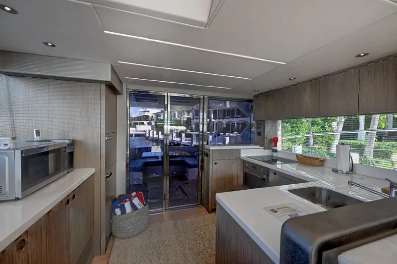 Slide: The Image of Luxurious kitchen interior of 2020 Sunseeker Manhattan 52 yacht with modern appliances. - 21